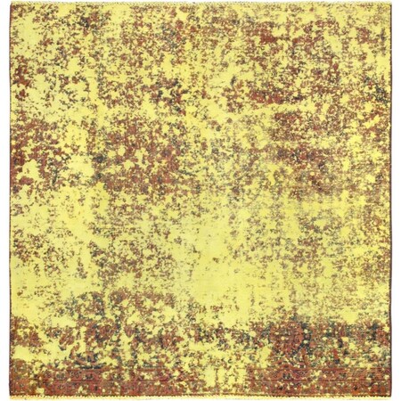 Pasargad Home  Vintage Lahore Collection Yellow Wool Area Rug- 4 ft. 0 in.  X 4 ft. 4 in. 54690